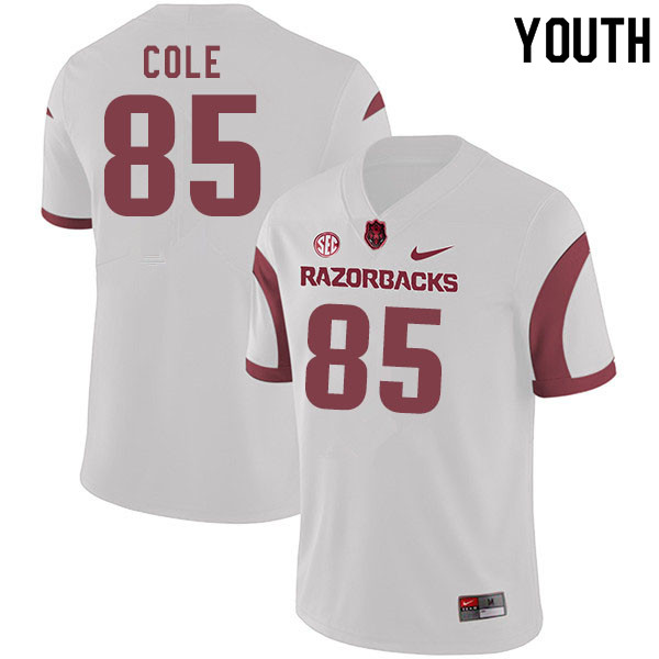 Youth #85 Harper Cole Arkansas Razorbacks College Football Jerseys Sale-White
